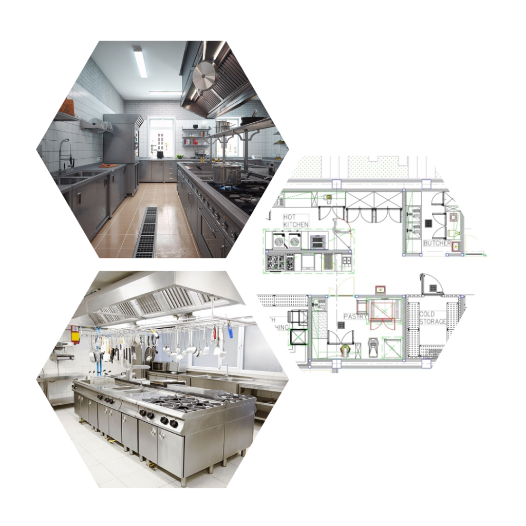 commercial kitchen design 2d and 3d layout
